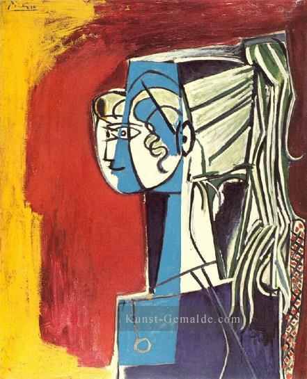 Porträt Sylvette David 26 sur fond rouge 1954 Kubismus Pablo Picasso Ölgemälde